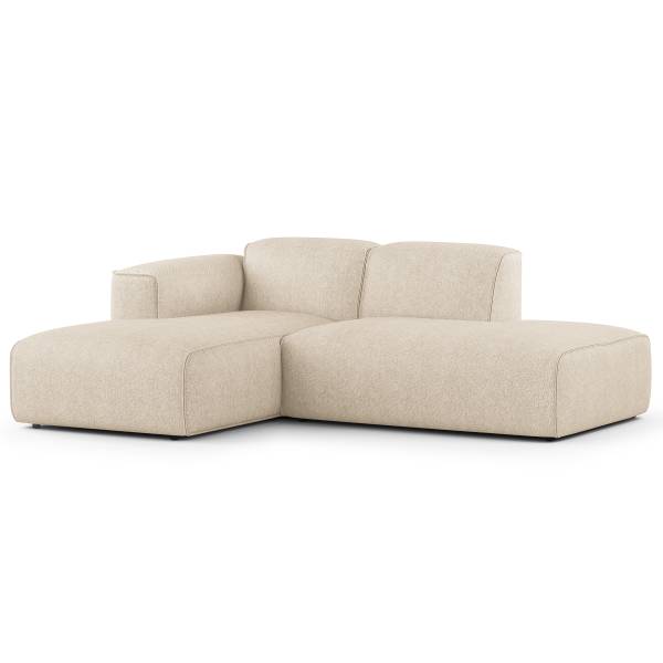 Ecksofa HUDSON mit Chaiselongue Small Webstoff Saia: Beige - Longchair davorstehend links / Ottomane rechts