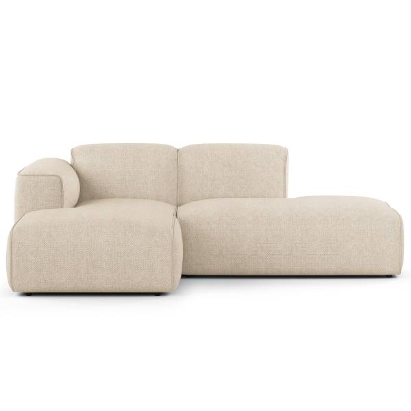 Ecksofa HUDSON mit Chaiselongue Small Webstoff Saia: Beige - Longchair davorstehend links / Ottomane rechts