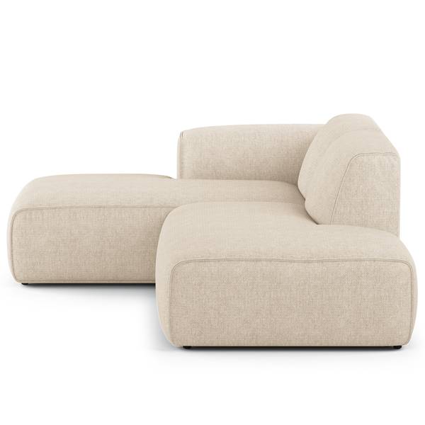 Ecksofa HUDSON mit Chaiselongue Small Webstoff Saia: Beige - Longchair davorstehend links / Ottomane rechts