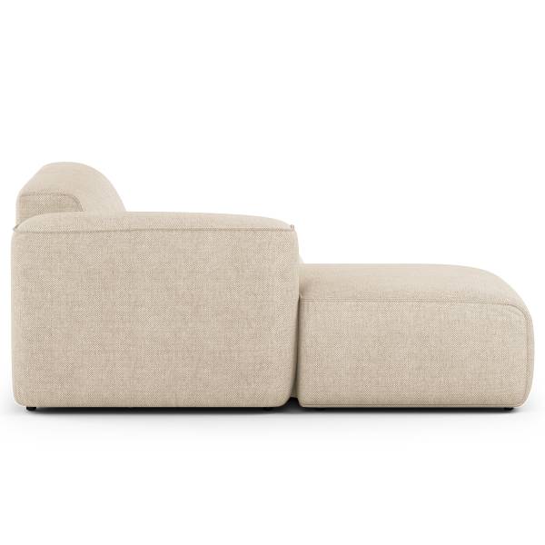 Ecksofa HUDSON mit Chaiselongue Small Webstoff Saia: Beige - Longchair davorstehend links / Ottomane rechts