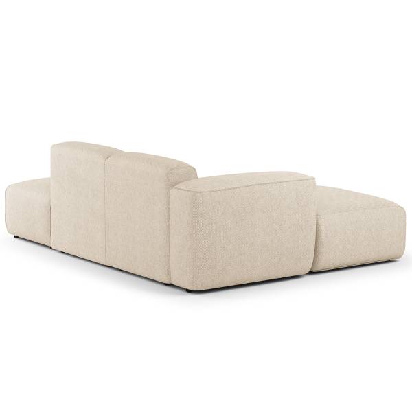 Ecksofa HUDSON mit Chaiselongue Small Webstoff Saia: Beige - Longchair davorstehend links / Ottomane rechts