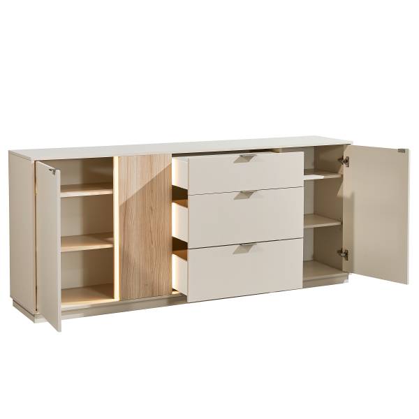 Beleuchtetes Sideboard Caballaa Kaschmir / Eiche Riva Dekor