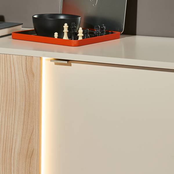 Beleuchtetes Sideboard Caballaa Kaschmir / Eiche Riva Dekor