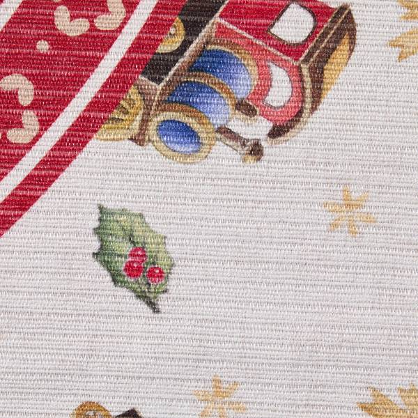 Tappeto rotondo Christmas Train Poliestere - Crema / Rosso