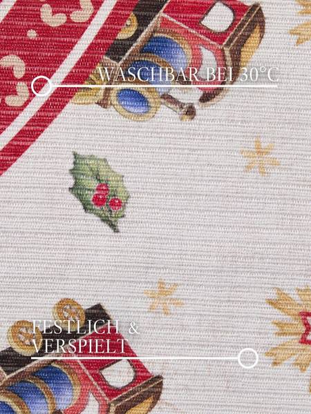Tappeto rotondo Christmas Train Poliestere - Crema / Rosso