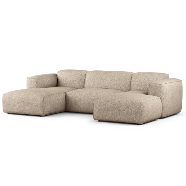 Wohnlandschaft HUDSON mit 2 Longchairs Webstoff Amaris: Beige