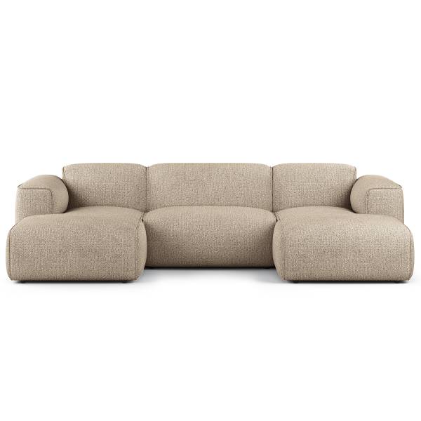 Wohnlandschaft HUDSON mit 2 Longchairs Webstoff Amaris: Beige