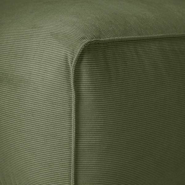 Ecksofa HUDSON mit Chaiselongue Small Cordstoff Snor: Grün - Longchair davorstehend rechts / Ottomane links