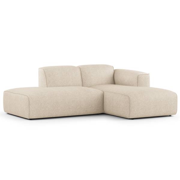Ecksofa HUDSON mit Chaiselongue Small Webstoff Saia: Beige - Longchair davorstehend rechts / Ottomane links