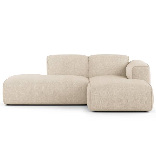 Ecksofa HUDSON mit Chaiselongue Small Webstoff Saia: Beige - Longchair davorstehend rechts / Ottomane links