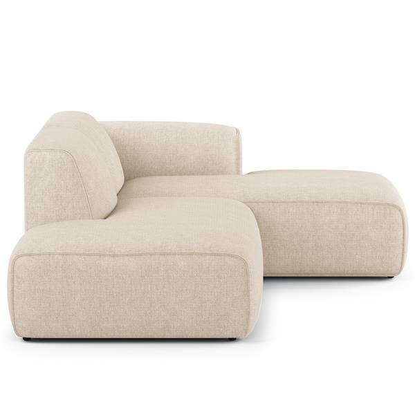 Ecksofa HUDSON mit Chaiselongue Small Webstoff Saia: Beige - Longchair davorstehend rechts / Ottomane links