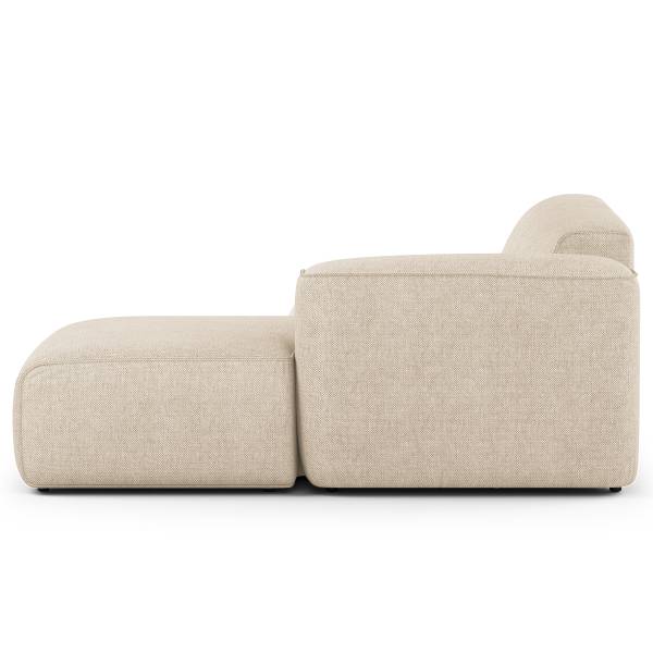 Ecksofa HUDSON mit Chaiselongue Small Webstoff Saia: Beige - Longchair davorstehend rechts / Ottomane links