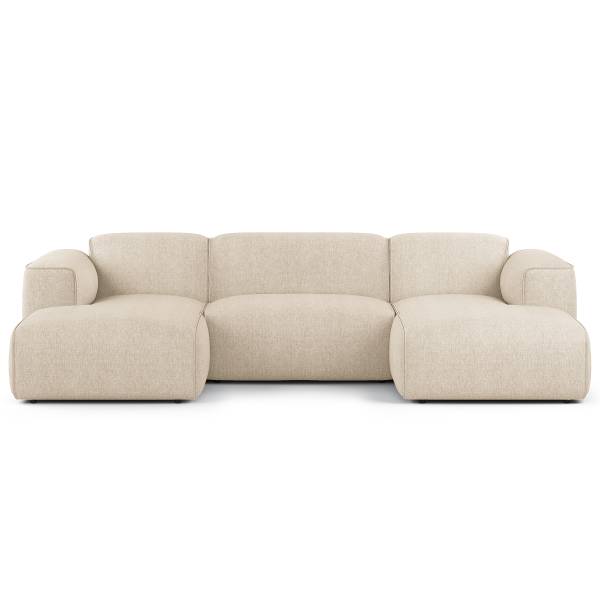 Wohnlandschaft HUDSON mit 2 Longchairs Webstoff Saia: Beige