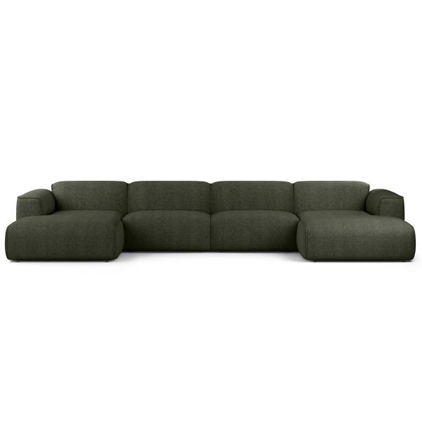 Divano HUDSON con chaise longue XL Tessuto Saia: grigio verde mélange