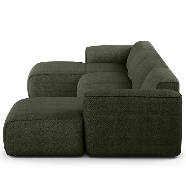 Divano HUDSON con chaise longue XL Tessuto Saia: grigio verde mélange