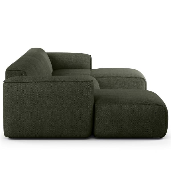 Divano HUDSON con chaise longue XL Tessuto Saia: grigio verde mélange