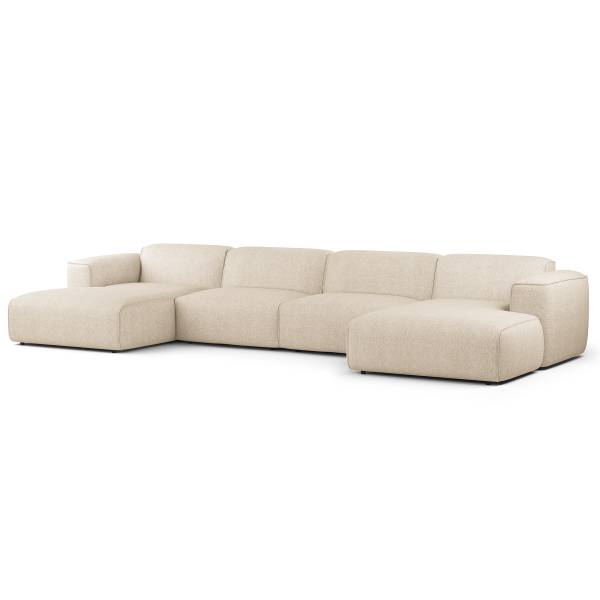 Wohnlandschaft HUDSON mit XL-Longchairs Webstoff Saia: Beige