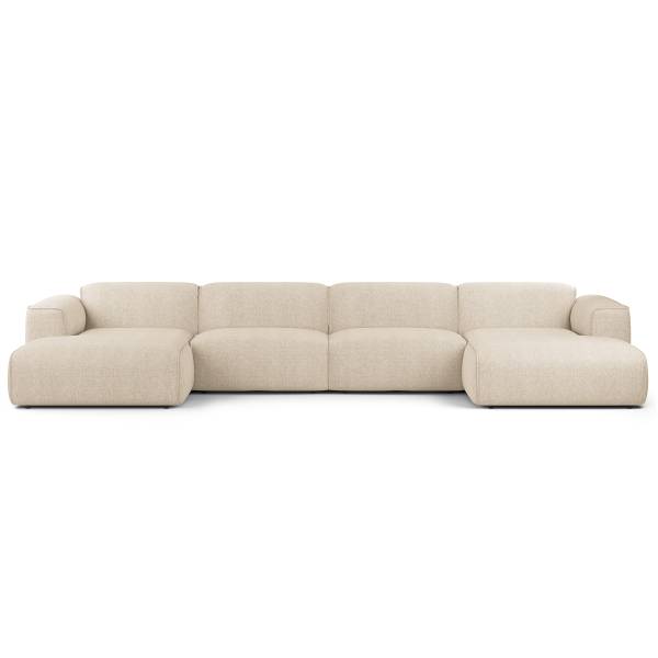 Wohnlandschaft HUDSON mit XL-Longchairs Webstoff Saia: Beige