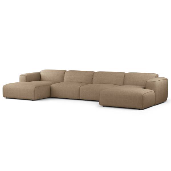Wohnlandschaft HUDSON mit XL-Longchairs Cordstoff Snor: Taupe