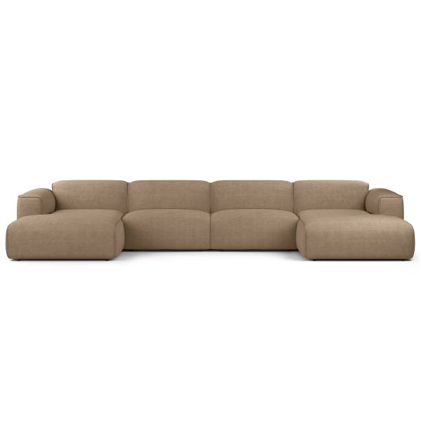 Wohnlandschaft HUDSON mit XL-Longchairs Cordstoff Snor: Taupe