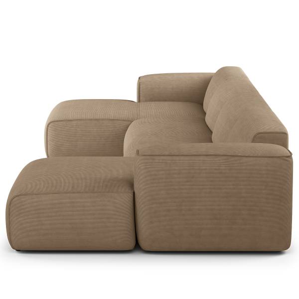 Wohnlandschaft HUDSON mit XL-Longchairs Cordstoff Snor: Taupe