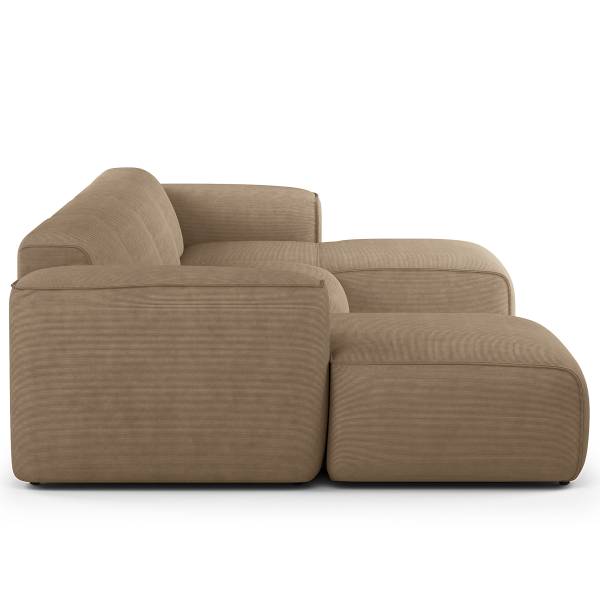 Wohnlandschaft HUDSON mit XL-Longchairs Cordstoff Snor: Taupe