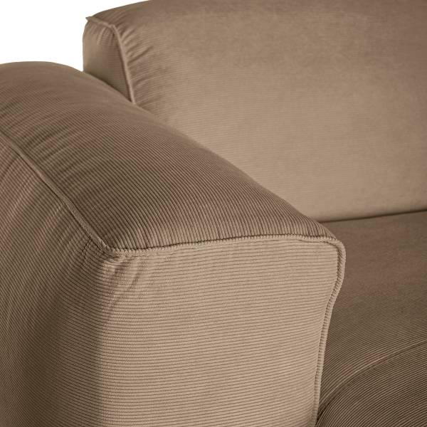 Wohnlandschaft HUDSON mit XL-Longchairs Cordstoff Snor: Taupe