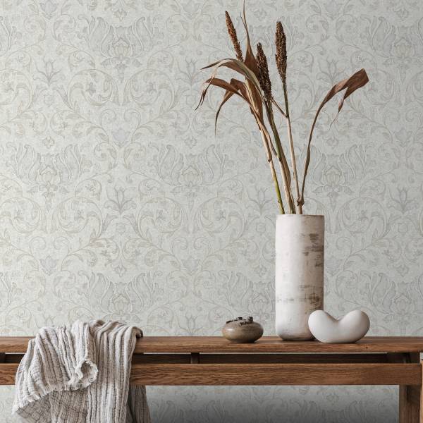 Vliestapete 35148 Floral Vlies - Weiß / Grau