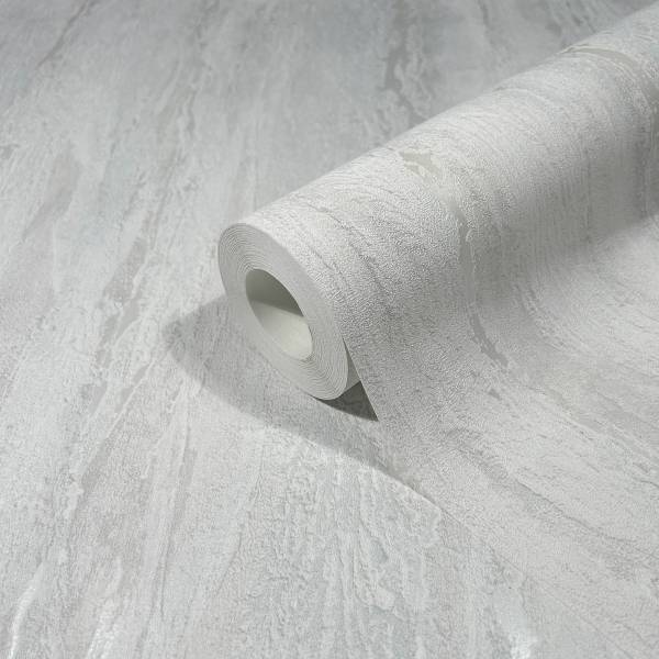 Carta da parati 35153 Effetto ruvido Tessuto non tessuto - Bianco / Grigio