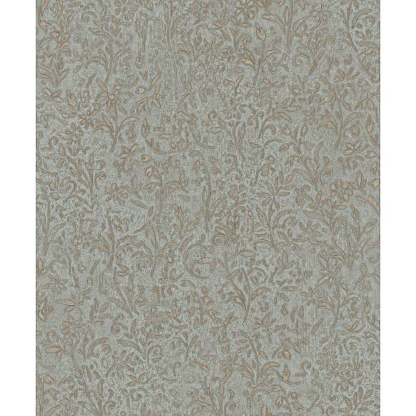 Vliestapete 35532 Floral Vlies - Blau / Gold