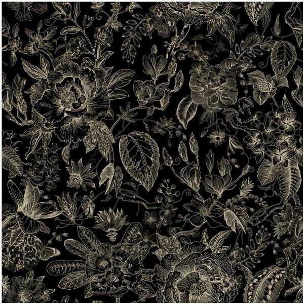 Fotomurale 35617 floreale Tessuto non tessuto - Nero / beige