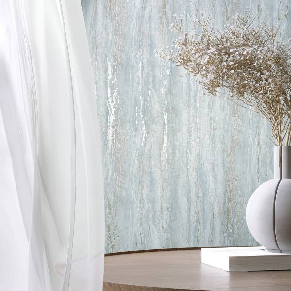 Vliestapete 35165 Putzoptik Vlies - Weiß / Blau