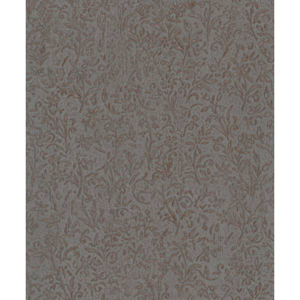 Fotomurale 35534 floreale Tessuto non tessuto - Grigio / Rame