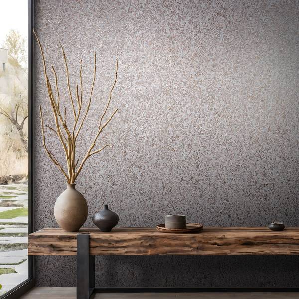 Fotomurale 35534 floreale Tessuto non tessuto - Grigio / Rame