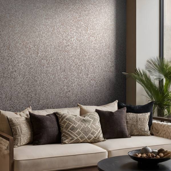 Fotomurale 35534 floreale Tessuto non tessuto - Grigio / Rame