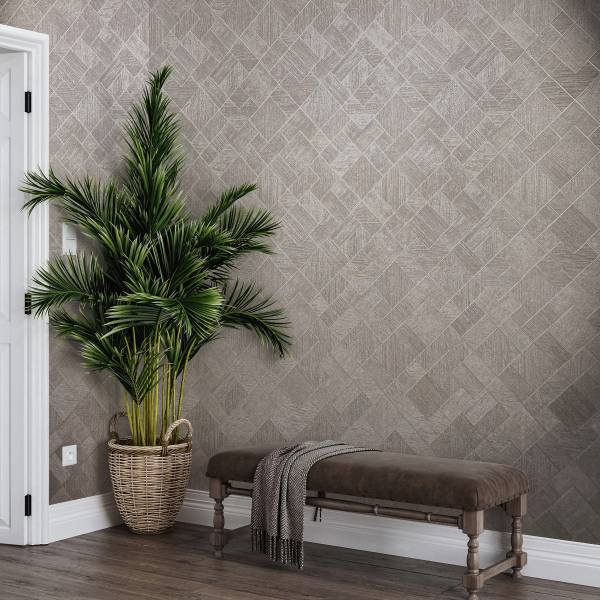 Fotomurale 35510 Linee geometriche Tessuto non tessuto - Grigio / Beige
