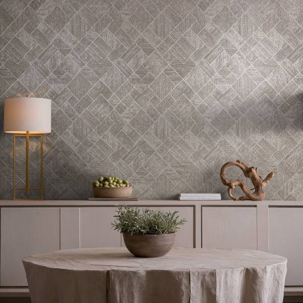 Fotomurale 35510 Linee geometriche Tessuto non tessuto - Grigio / Beige