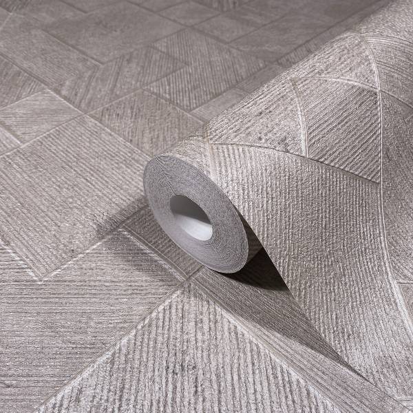 Fotomurale 35510 Linee geometriche Tessuto non tessuto - Grigio / Beige