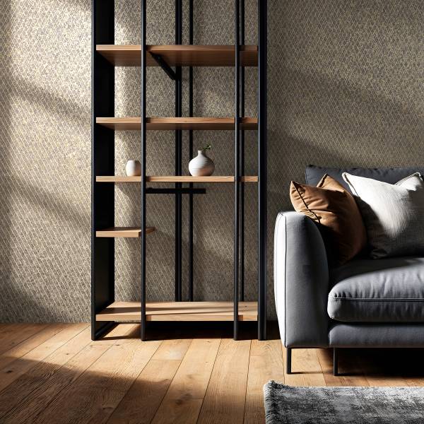 Vliesbehang 35540 Geometrische Lijnen vlies - zwart/goudkleurig