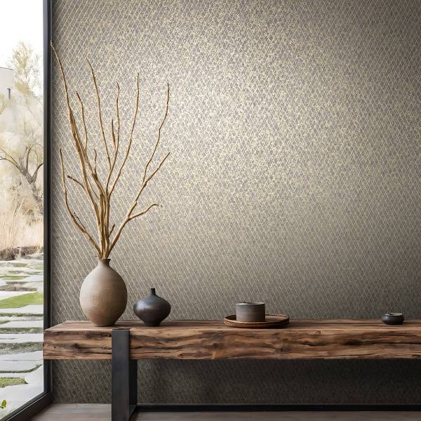 Vliesbehang 35540 Geometrische Lijnen vlies - zwart/goudkleurig