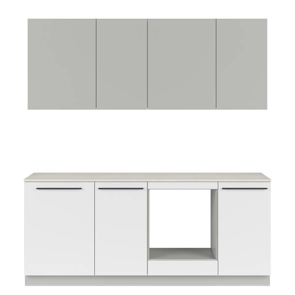 Keukenblok ARCOO 210 cm lichtgrijs/wit