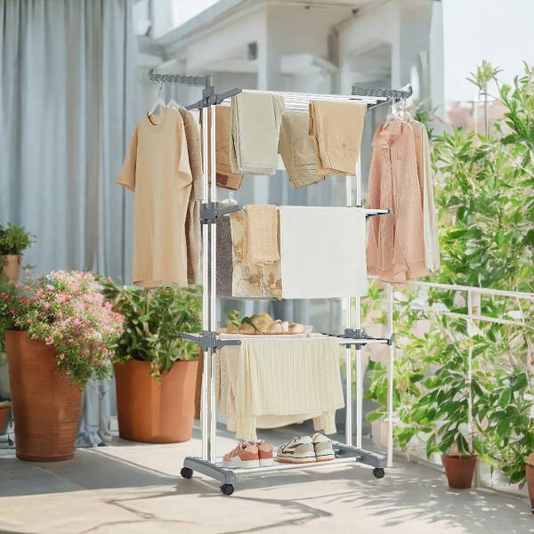 Wäscheständer Dirgh Eisen / Polypropylen - Weiß