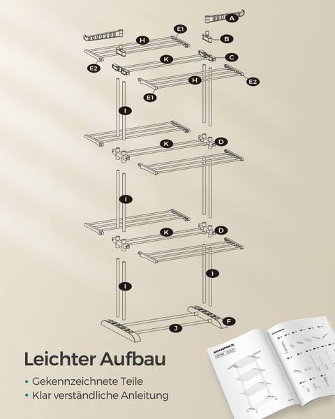 Wäscheständer Dirgh Eisen / Polypropylen - Weiß