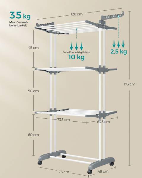 Wäscheständer Dirgh Eisen / Polypropylen - Weiß