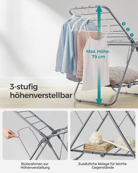 Wäscheständer Jekka Eisen / Polypropylen - Grau