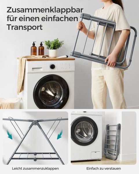 Wäscheständer Jekka Eisen / Polypropylen - Grau