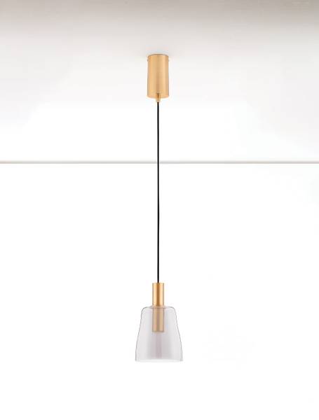 Suspension Imatia type B aluminium / verre fumé - doré
