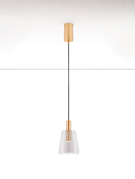 Suspension Imatia type B aluminium / verre fumé - doré