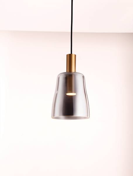 Suspension Imatia type B aluminium / verre fumé - doré