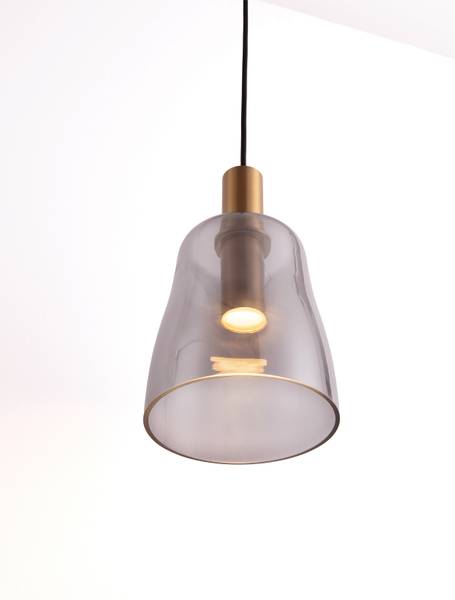 Suspension Imatia type B aluminium / verre fumé - doré
